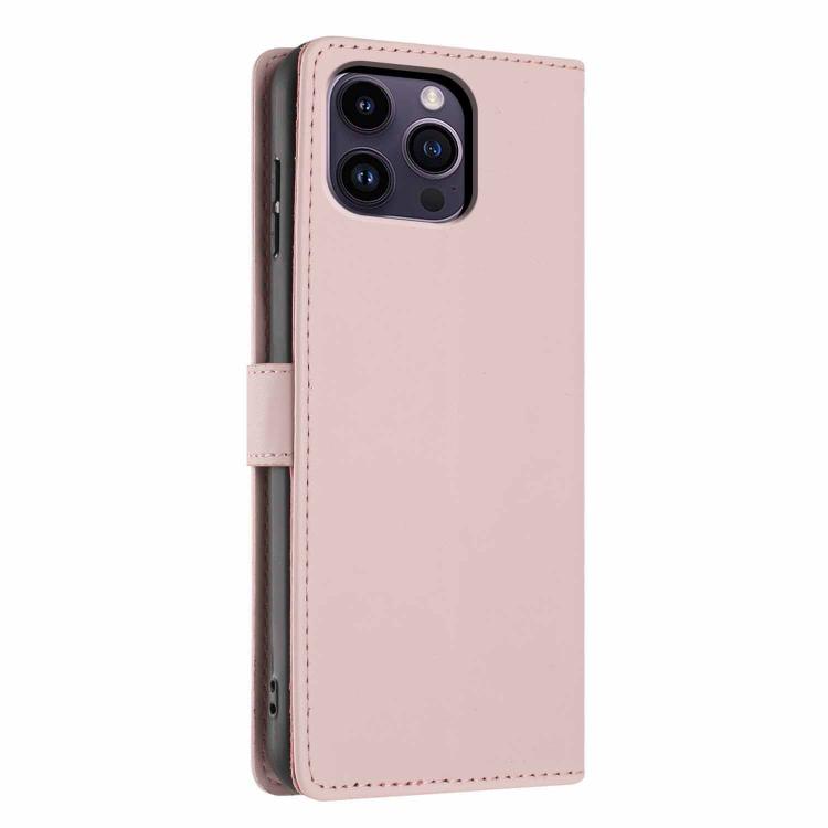 For iPhone 13 Pro Tree Cat Embossed Flip Vegan Leather Phone Case