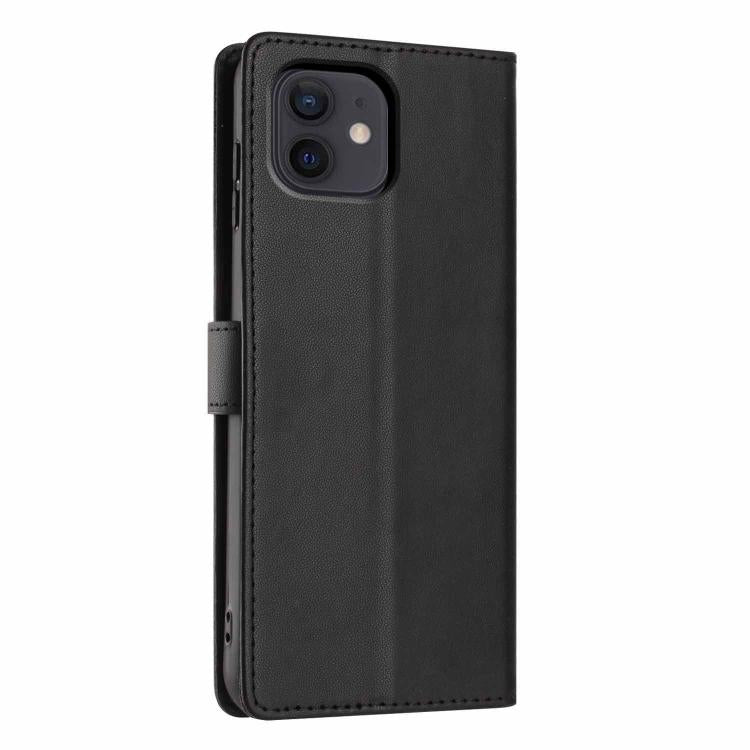 For iPhone 12 / 12 Pro Tree Cat Embossed Flip Vegan Leather Phone Case
