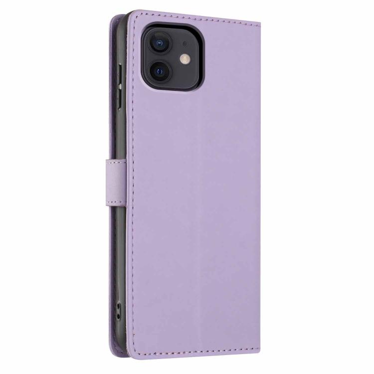 For iPhone 12 / 12 Pro Tree Cat Embossed Flip Vegan Leather Phone Case