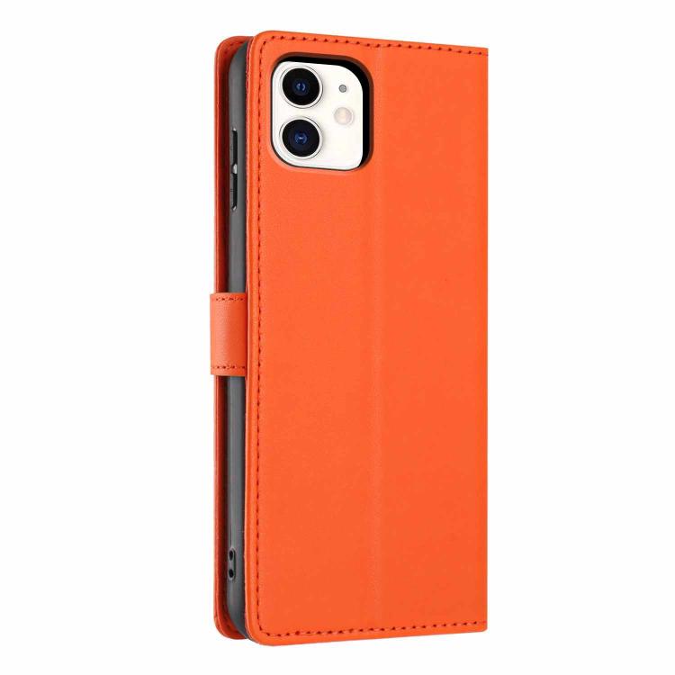 For iPhone 11 Tree Cat Embossed Flip Vegan Leather Phone Case