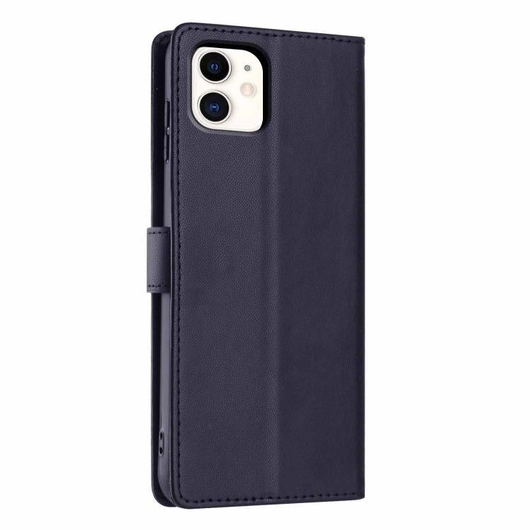 For iPhone 11 Tree Cat Embossed Flip Vegan Leather Phone Case