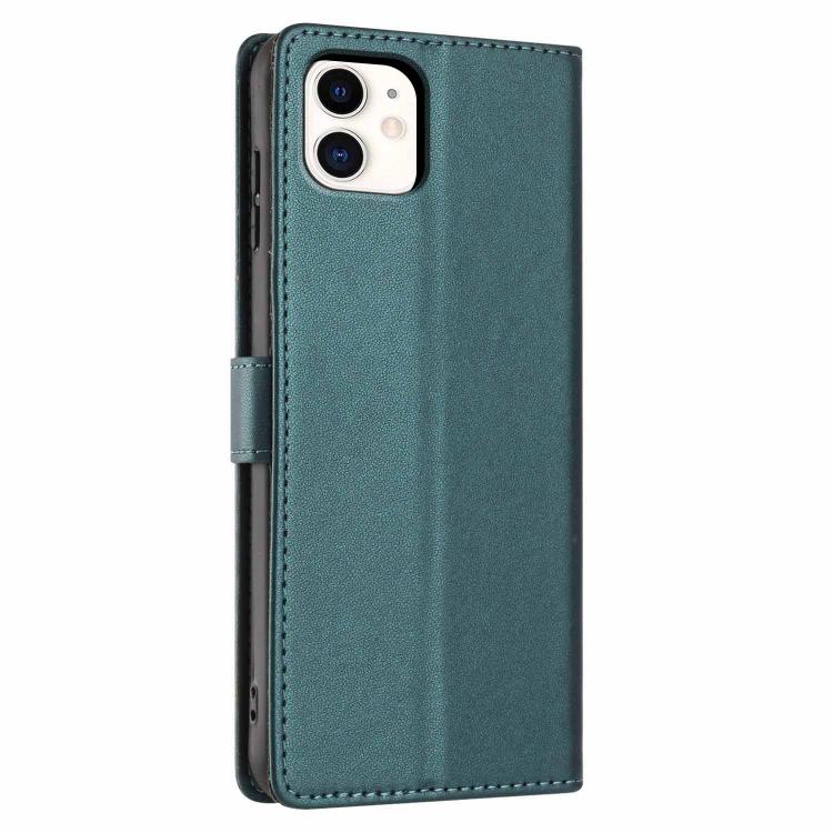 For iPhone 11 Tree Cat Embossed Flip Vegan Leather Phone Case