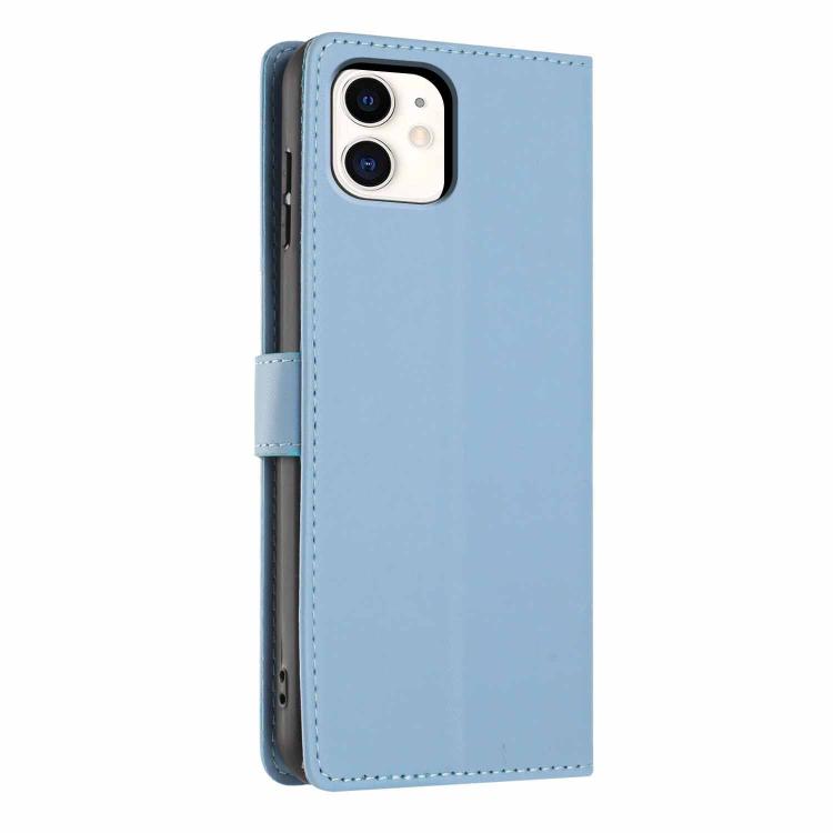 For iPhone 11 Tree Cat Embossed Flip Vegan Leather Phone Case