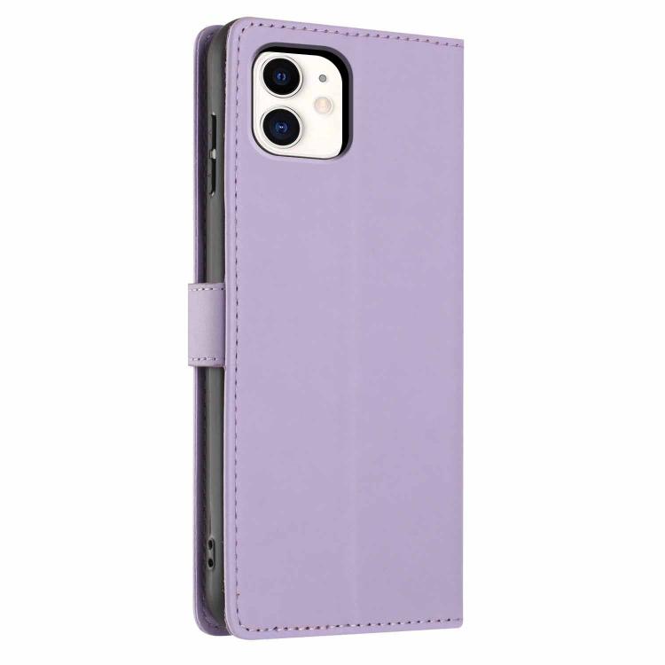 For iPhone 11 Tree Cat Embossed Flip Vegan Leather Phone Case