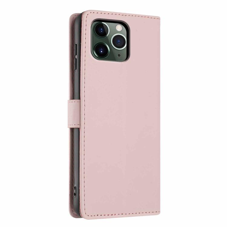 For iPhone 11 Pro Tree Cat Embossed Flip Vegan Leather Phone Case