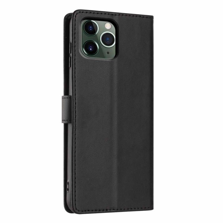 For iPhone 11 Pro Tree Cat Embossed Flip Vegan Leather Phone Case