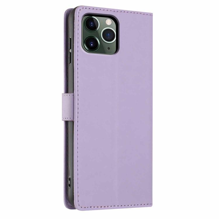 For iPhone 11 Pro Tree Cat Embossed Flip Vegan Leather Phone Case