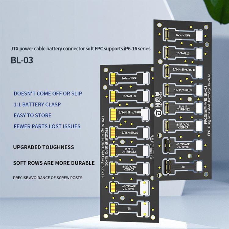 JTX BL-03 Power Cable Battery Soft FPC Connector Supports iPhone 6 to 16 Series