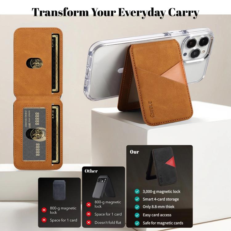 ESEBLE S1 Retro Vegan Leather Texture Magnetic RFID Mobile Phone Card Slots Holder