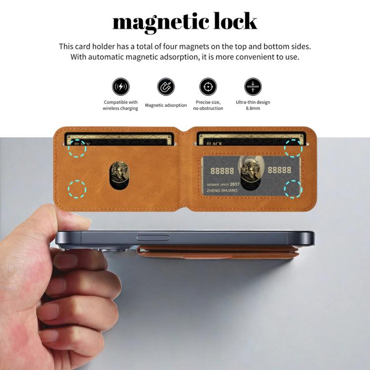 ESEBLE S1 Retro Vegan Leather Texture Magnetic RFID Mobile Phone Card Slots Holder