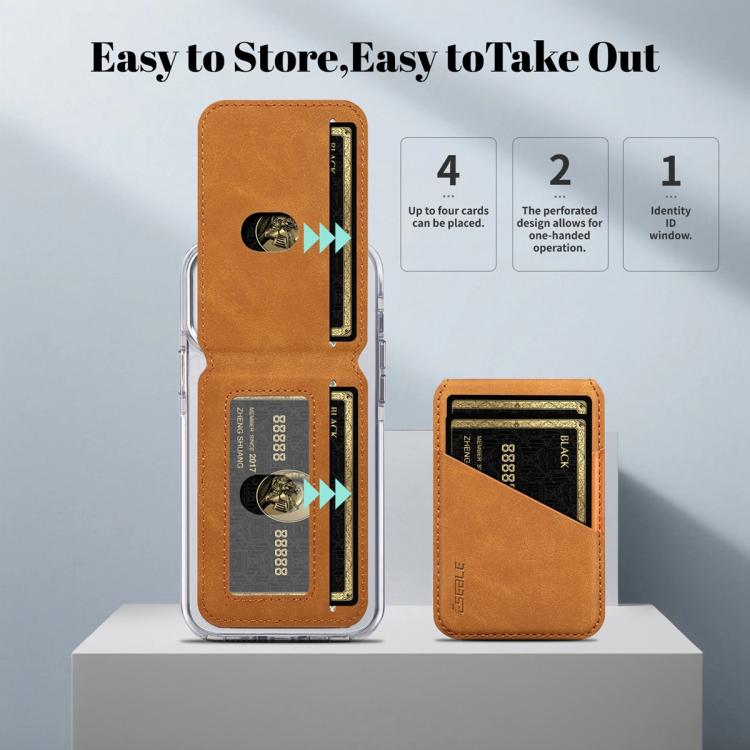 ESEBLE S1 Retro Vegan Leather Texture Magnetic RFID Mobile Phone Card Slots Holder