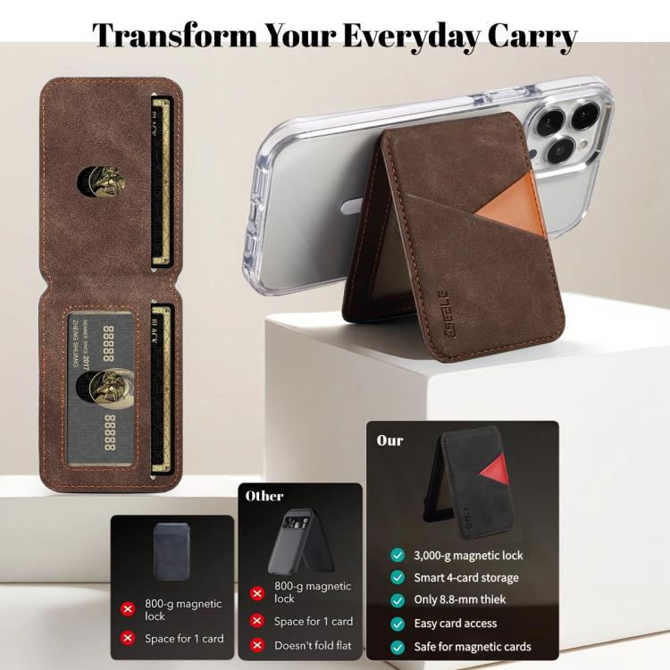 ESEBLE S1 Retro Vegan Leather Texture Magnetic RFID Mobile Phone Card Slots Holder