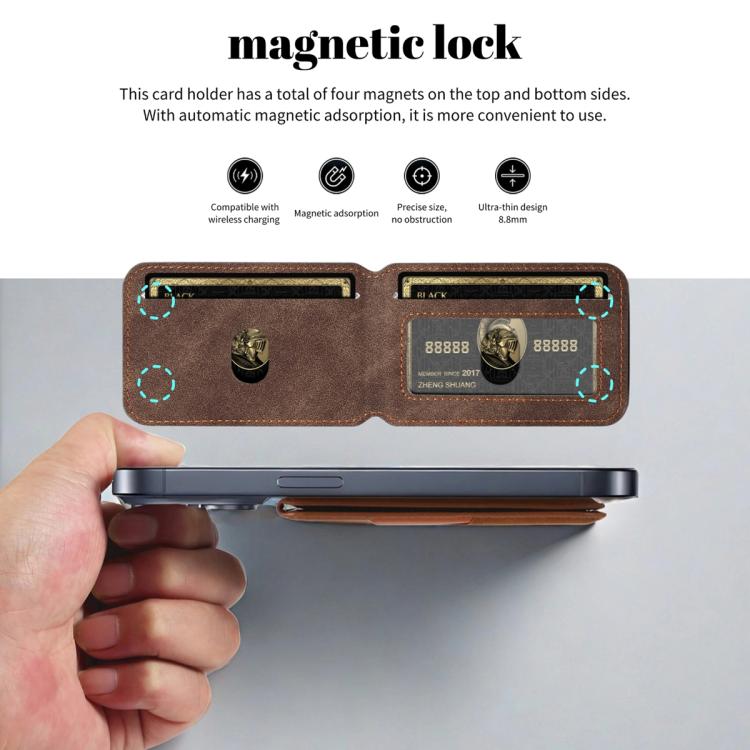 ESEBLE S1 Retro Vegan Leather Texture Magnetic RFID Mobile Phone Card Slots Holder