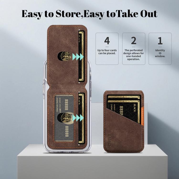 ESEBLE S1 Retro Vegan Leather Texture Magnetic RFID Mobile Phone Card Slots Holder