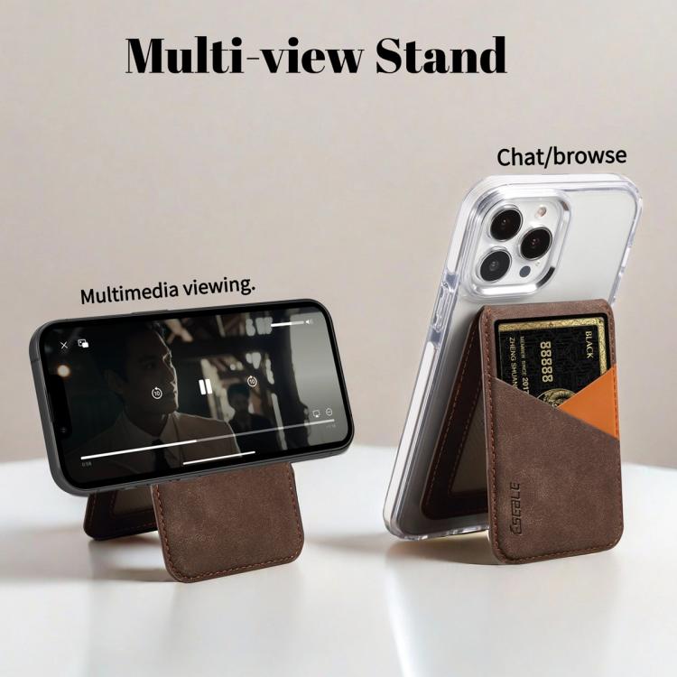 ESEBLE S1 Retro Vegan Leather Texture Magnetic RFID Mobile Phone Card Slots Holder
