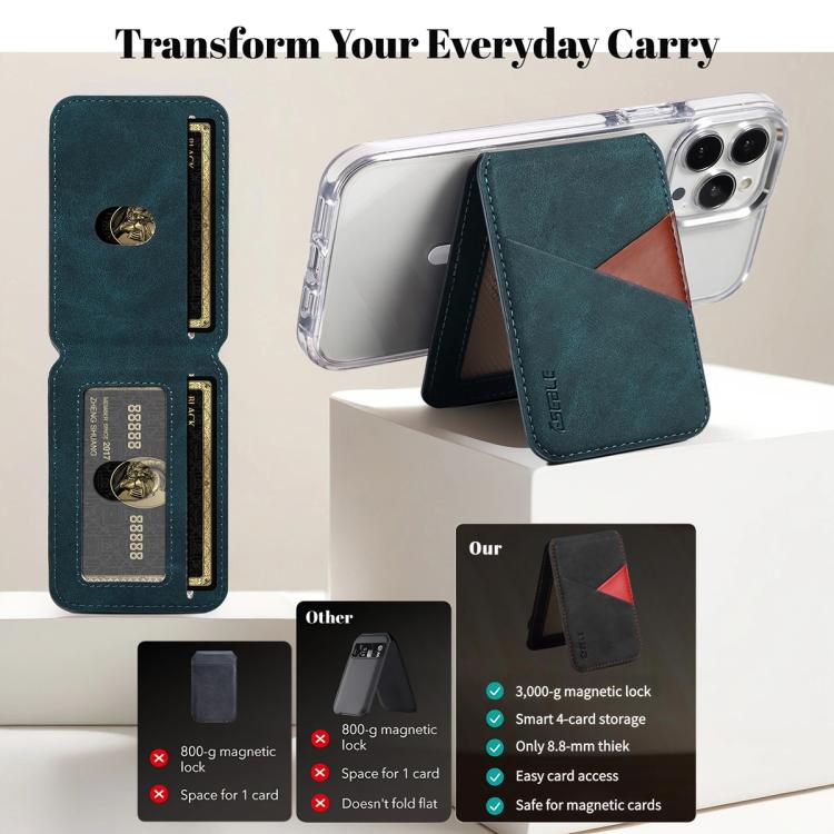 ESEBLE S1 Retro Vegan Leather Texture Magnetic RFID Mobile Phone Card Slots Holder