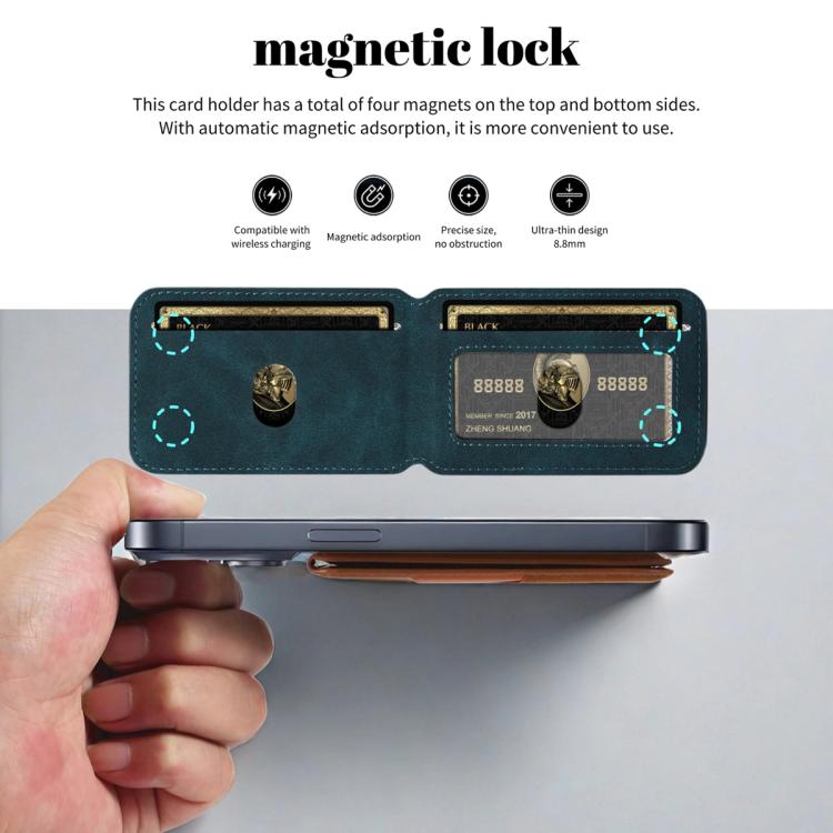 ESEBLE S1 Retro Vegan Leather Texture Magnetic RFID Mobile Phone Card Slots Holder