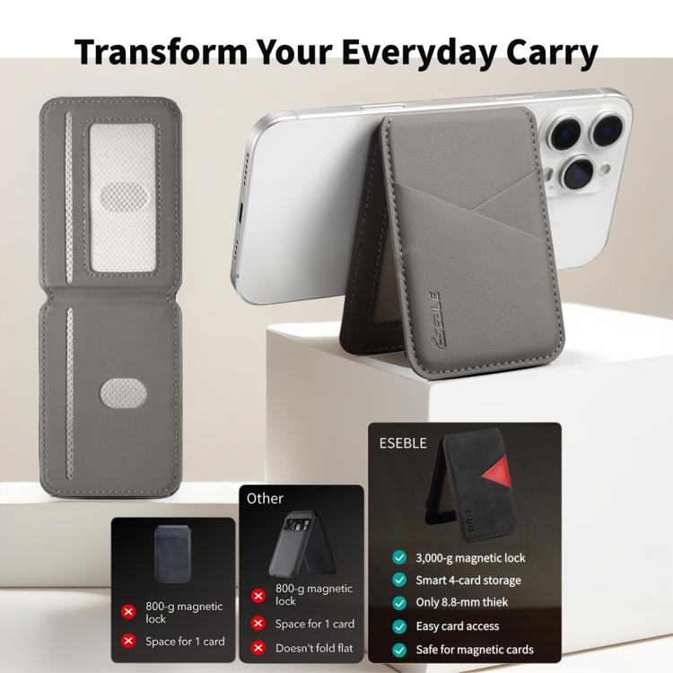 ESEBLE S2 Faux Leather Texture Magnetic RFID Mobile Phone Card Slots Holder