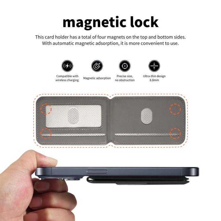 ESEBLE S2 Faux Leather Texture Magnetic RFID Mobile Phone Card Slots Holder