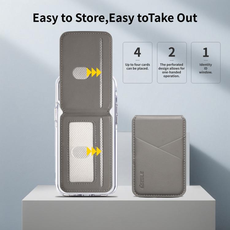 ESEBLE S2 Faux Leather Texture Magnetic RFID Mobile Phone Card Slots Holder