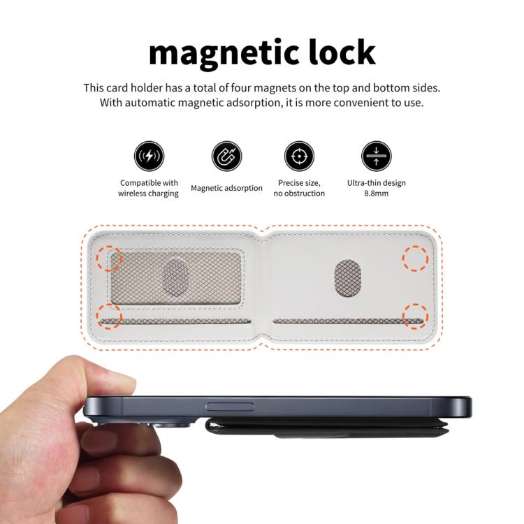 ESEBLE S2 Faux Leather Texture Magnetic RFID Mobile Phone Card Slots Holder