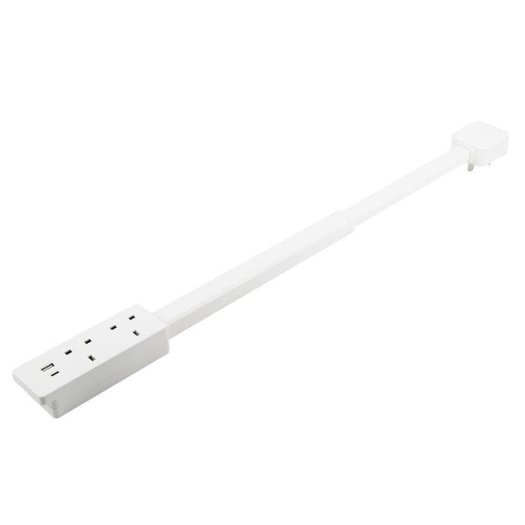 UK Plug Square Power Outlet Extender Power Socket Extension Tool With USB / Type-C Fast Charging - White