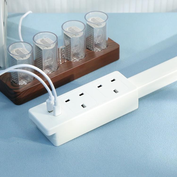 UK Plug Square Power Outlet Extender Power Socket Extension Tool With USB / Type-C Fast Charging - White