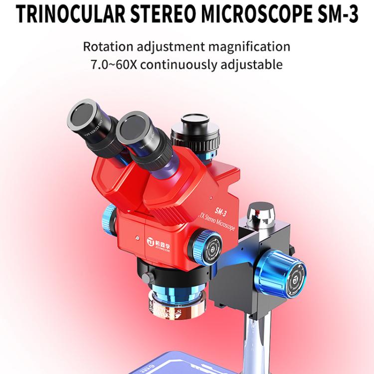 JTX SM-3 7-60X Adjustable Zoom Trinocular Stereo Microscope