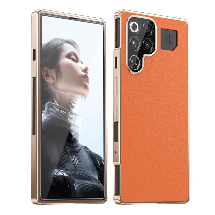 For ZTE nubia RedMagic 11 Pro+ / 11 Pro Magic Cube HD Glass Veagn Leather Magnetic Frame Metal Phone Case