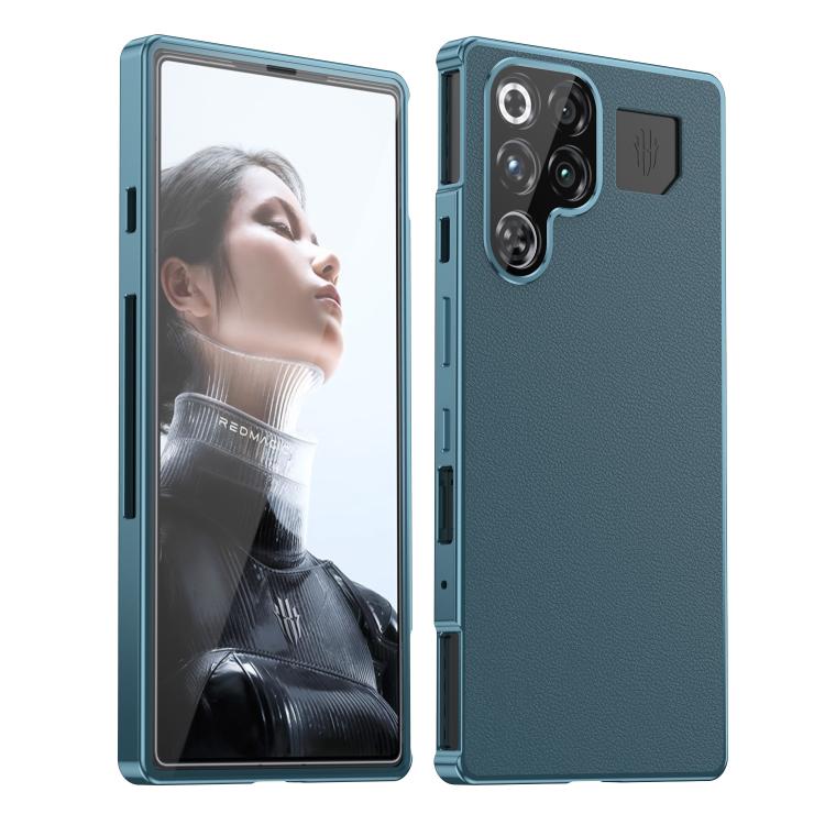 For ZTE nubia RedMagic 11 Pro+ / 11 Pro Magic Cube HD Glass Veagn Leather Magnetic Frame Metal Phone Case