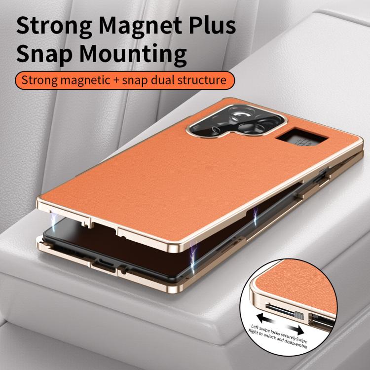 For ZTE nubia RedMagic 11 Pro+ / 11 Pro Magic Cube HD Glass Veagn Leather Magnetic Frame Metal Phone Case