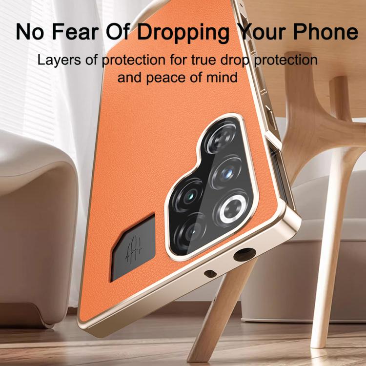 For ZTE nubia RedMagic 11 Pro+ / 11 Pro Magic Cube HD Glass Veagn Leather Magnetic Frame Metal Phone Case