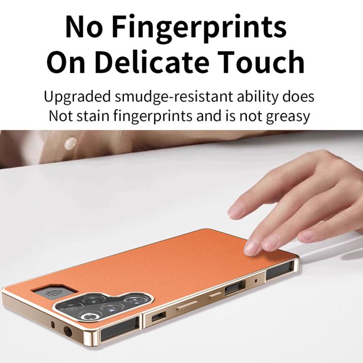 For ZTE nubia RedMagic 11 Pro+ / 11 Pro Magic Cube HD Glass Veagn Leather Magnetic Frame Metal Phone Case