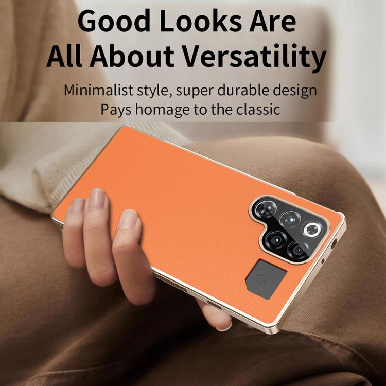 For ZTE nubia RedMagic 11 Pro+ / 11 Pro Magic Cube HD Glass Veagn Leather Magnetic Frame Metal Phone Case