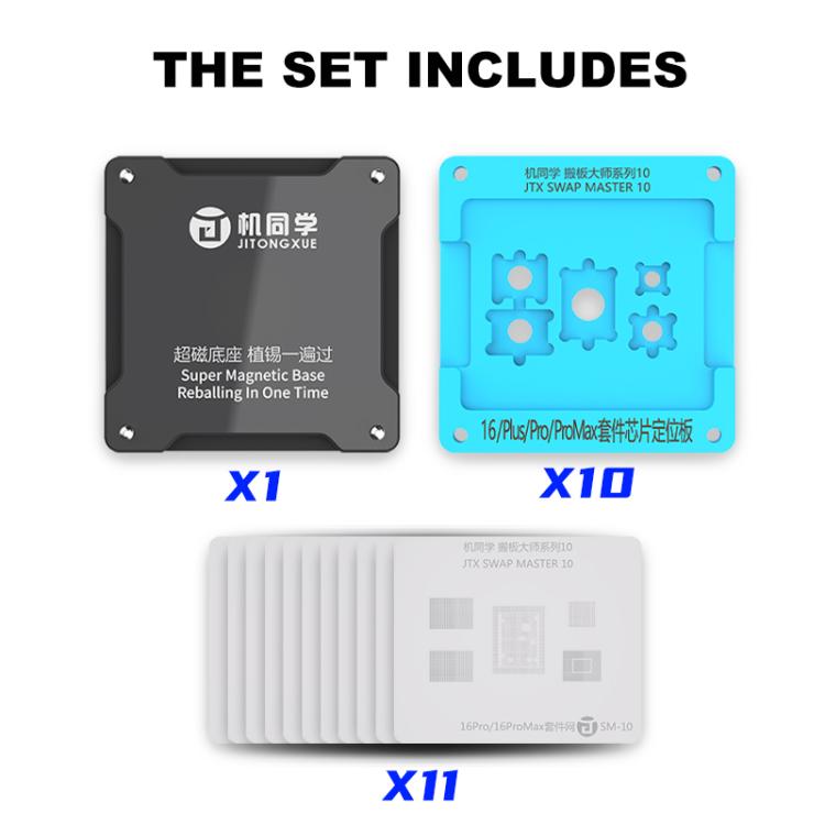 JTX SM Series Swap Board Chips BGA Reballing Stencil Platform Set for iPhone 8-16 Pro Max