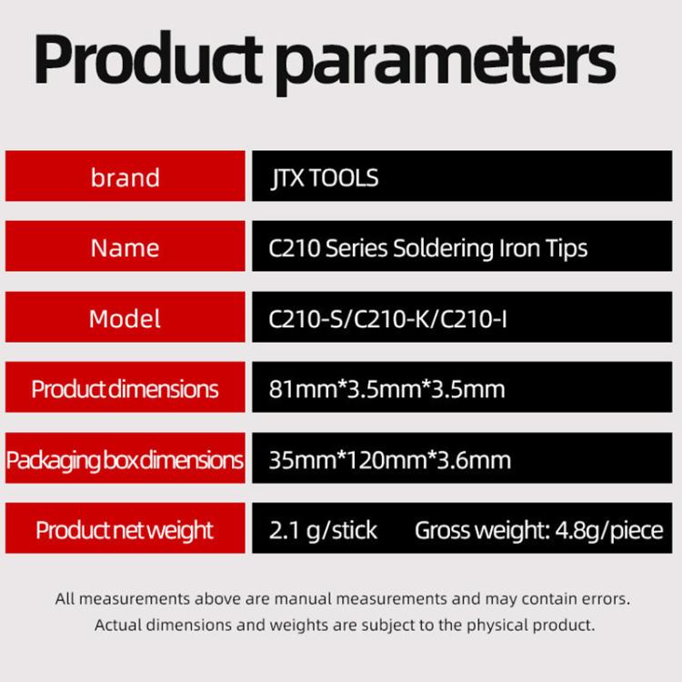 JTX C210 High Power Soldering Iron Tip, Model:C210-I