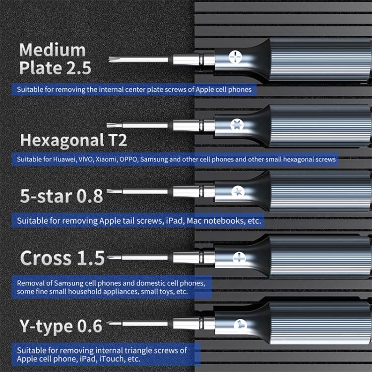 JTX JT-87 Anti-Slip Super Hard S2 Steel Precision 2D Screwdriver, Model:5 in 1 Set