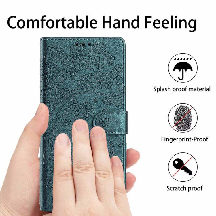For OnePlus Nord CE5 Tree Cat Embossed Flip Vegan Leather Phone Case