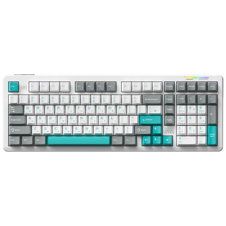 LINGBAO K98 101 Keys Triple-mode Wireless Game Keyboard, Type:Blue-Grey Wood Axis V4-Korean