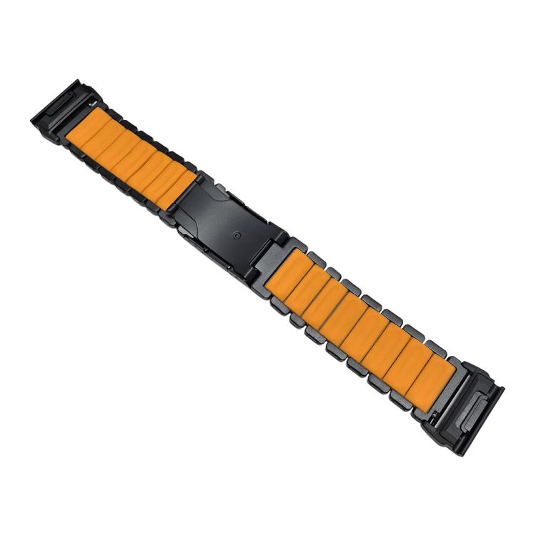 For Garmin 26mm Turtle Buckle Dual Color Titanium Metal Silicone Watch Band