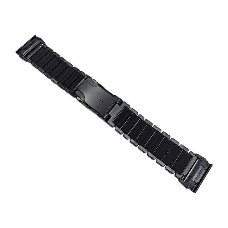 For Garmin 26mm Turtle Buckle Dual Color Titanium Metal Silicone Watch Band