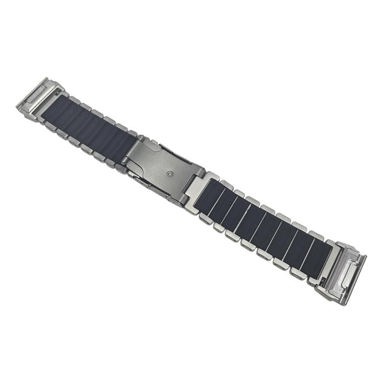 For Garmin 26mm Turtle Buckle Dual Color Titanium Metal Silicone Watch Band