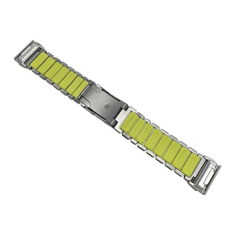For Garmin 26mm Turtle Buckle Dual Color Titanium Metal Silicone Watch Band