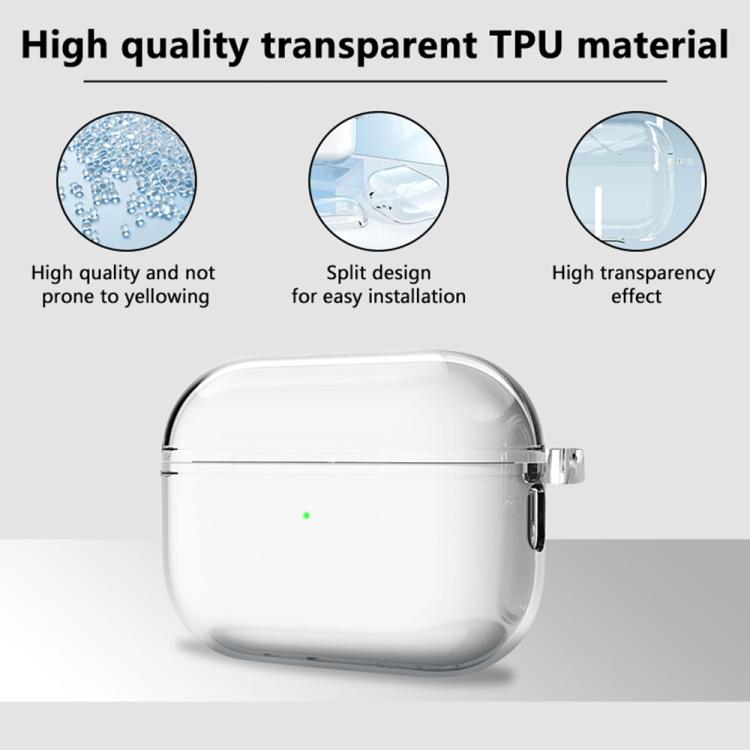 For AirPods Pro 2 / 1 XDcase Transparent TPU Earbud Protective Case with Carabiner