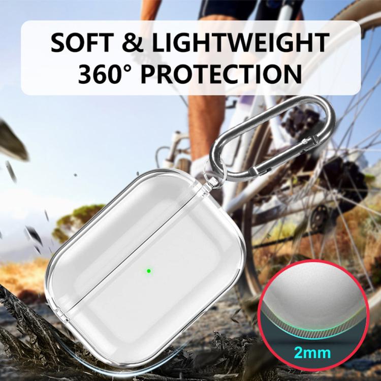 For AirPods Pro 2 / 1 XDcase Transparent TPU Earbud Protective Case with Carabiner