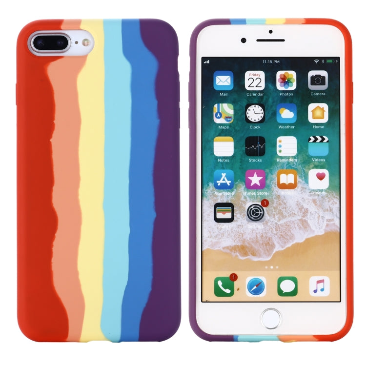 Rainbow Liquid Silicone Shockproof Full Coverage Protective Case For iPhone 7 Plus / 8 Plus