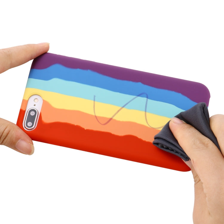 Rainbow Liquid Silicone Shockproof Full Coverage Protective Case For iPhone 7 Plus / 8 Plus