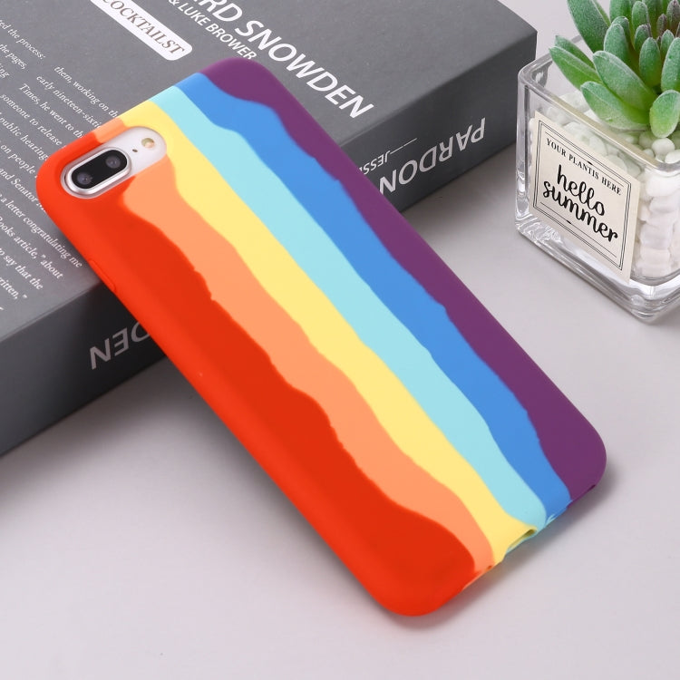 Rainbow Liquid Silicone Shockproof Full Coverage Protective Case For iPhone 7 Plus / 8 Plus