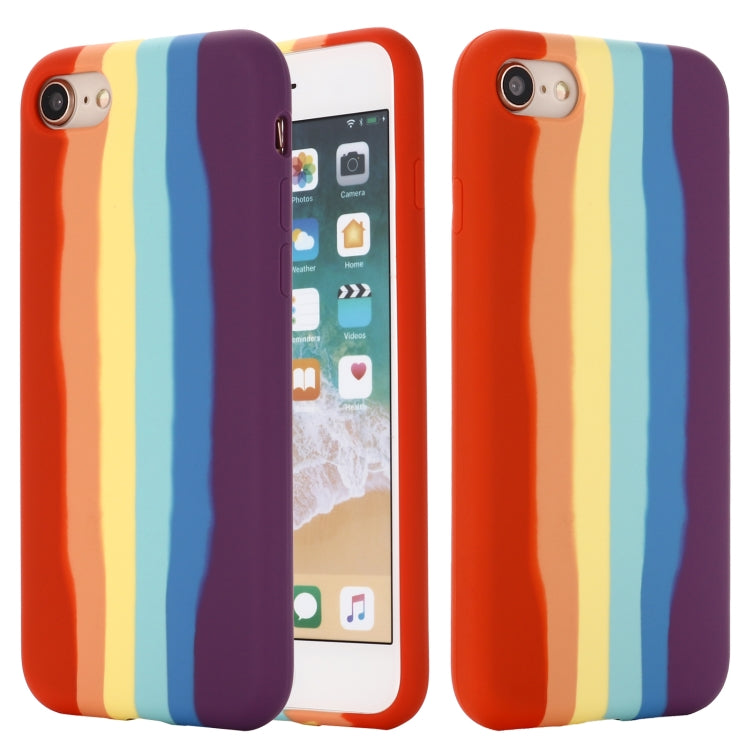 For iPhone SE 2022 / SE 2020 / 8 / 7 Rainbow Liquid Silicone Shockproof Full Coverage Protective Case