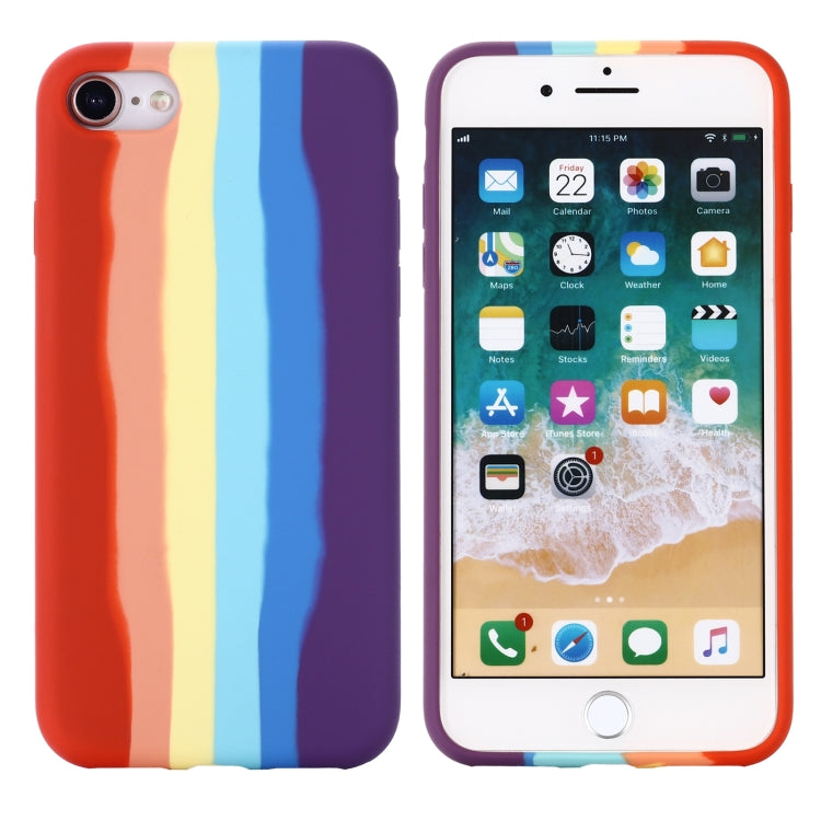 For iPhone SE 2022 / SE 2020 / 8 / 7 Rainbow Liquid Silicone Shockproof Full Coverage Protective Case